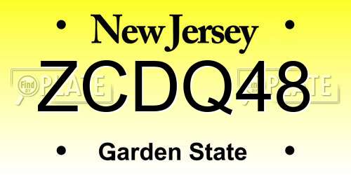ZCDQ48 New Jersey License Plate