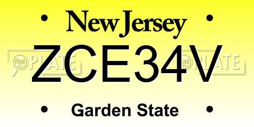 ZCE34V New Jersey License Plate