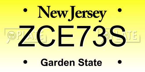 ZCE73S New Jersey License Plate
