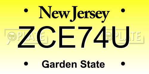 ZCE74U New Jersey License Plate