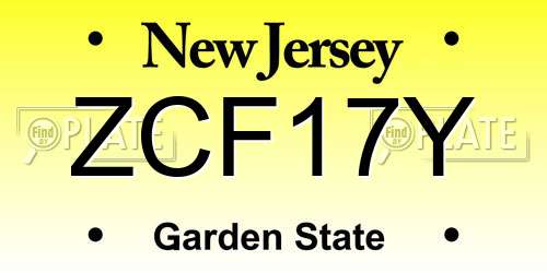 ZCF17Y New Jersey License Plate