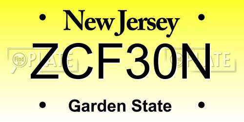 ZCF30N New Jersey License Plate