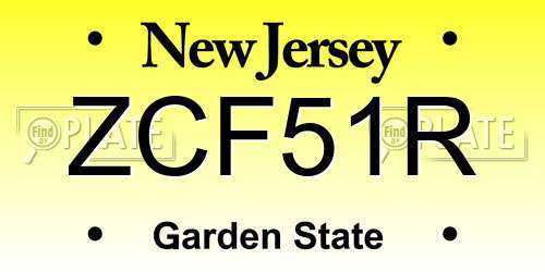 ZCF51R New Jersey License Plate