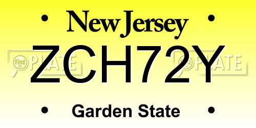 ZCH72Y New Jersey License Plate
