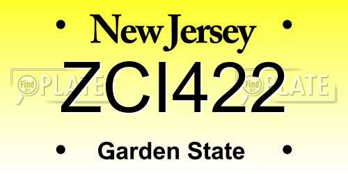 ZCI422 New Jersey License Plate