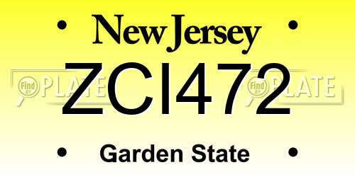 ZCI472 New Jersey License Plate