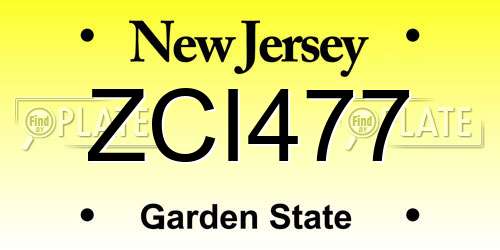 ZCI477 New Jersey License Plate