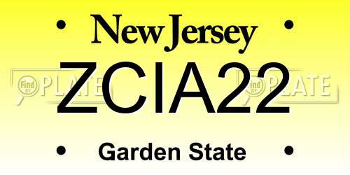 ZCIA22 New Jersey License Plate