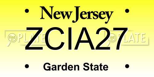 ZCIA27 New Jersey License Plate
