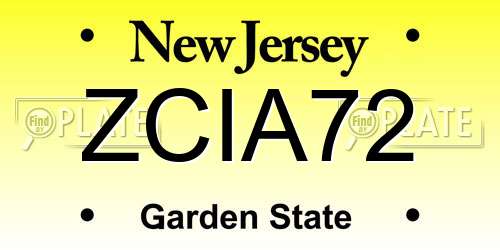 ZCIA72 New Jersey License Plate