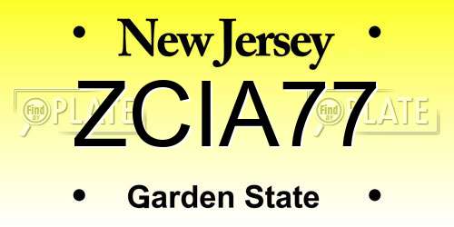 ZCIA77 New Jersey License Plate