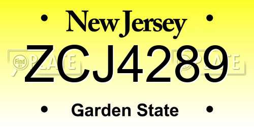 ZCJ4289 New Jersey License Plate