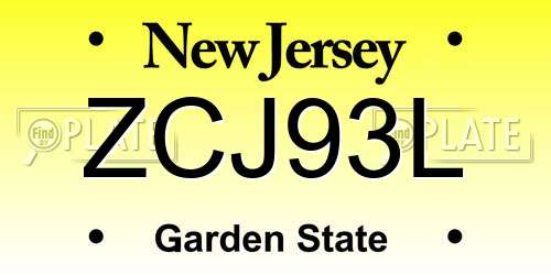 ZCJ93L New Jersey License Plate