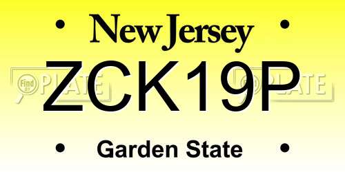 ZCK19P New Jersey License Plate