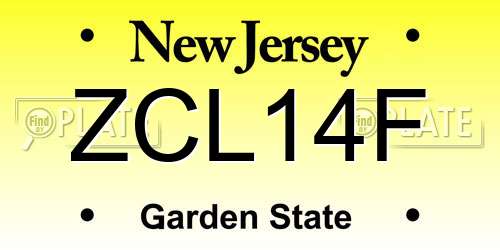 ZCL14F New Jersey License Plate