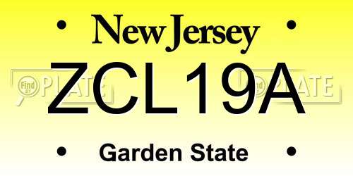 ZCL19A New Jersey License Plate