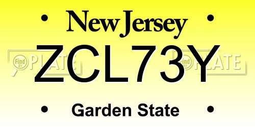 ZCL73Y New Jersey License Plate