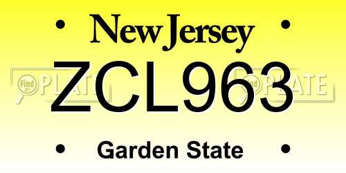 ZCL963 New Jersey License Plate
