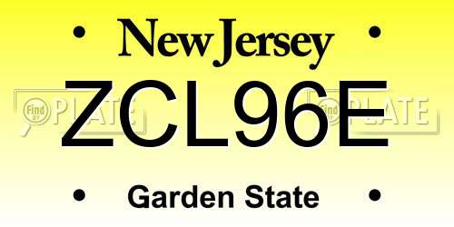 ZCL96E New Jersey License Plate