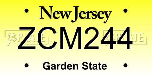 ZCM244 New Jersey License Plate