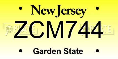 ZCM744 New Jersey License Plate