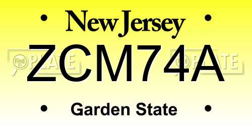 ZCM74A New Jersey License Plate