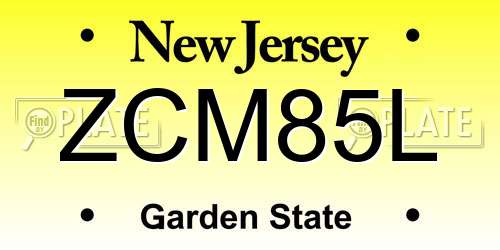 ZCM85L New Jersey License Plate