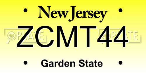 ZCMT44 New Jersey License Plate