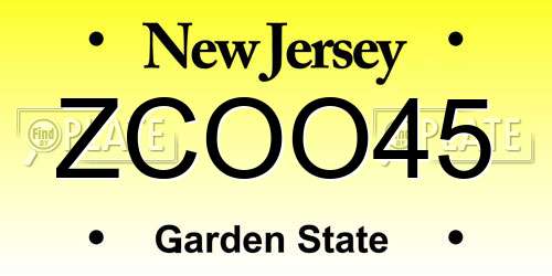 ZCOO45 New Jersey License Plate