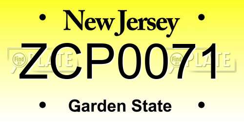 ZCP0071 New Jersey License Plate