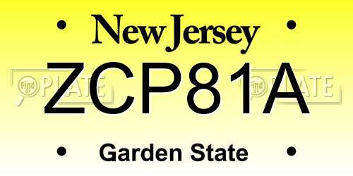 ZCP81A New Jersey License Plate
