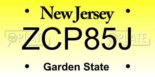 ZCP85J New Jersey License Plate