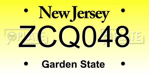 ZCQ048 New Jersey License Plate