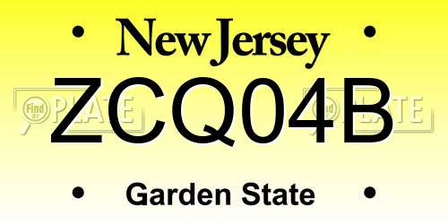 ZCQ04B New Jersey License Plate