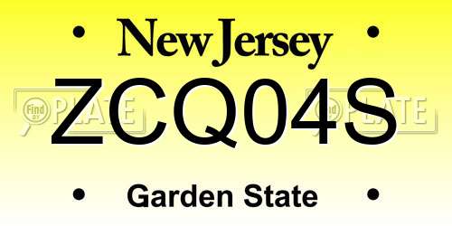 ZCQ04S New Jersey License Plate