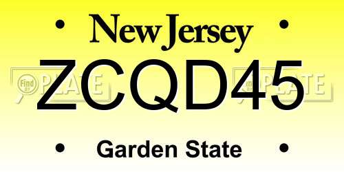 ZCQD45 New Jersey License Plate