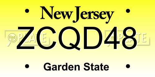 ZCQD48 New Jersey License Plate