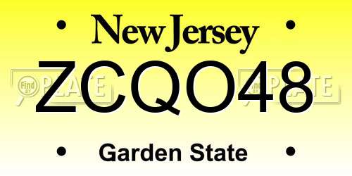 ZCQO48 New Jersey License Plate