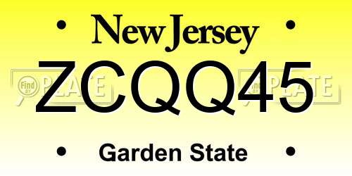 ZCQQ45 New Jersey License Plate
