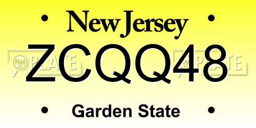 ZCQQ48 New Jersey License Plate