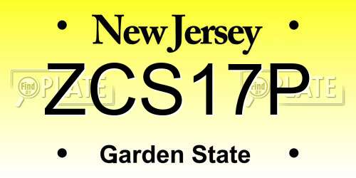 ZCS17P New Jersey License Plate