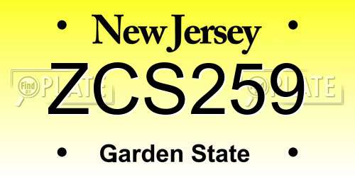 ZCS259 New Jersey License Plate