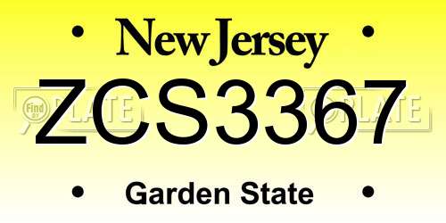 ZCS3367 New Jersey License Plate
