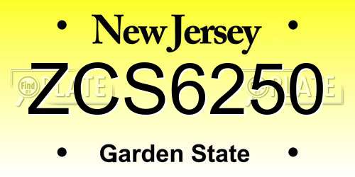 ZCS6250 New Jersey License Plate