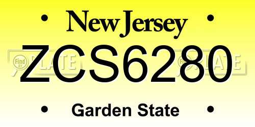 ZCS6280 New Jersey License Plate