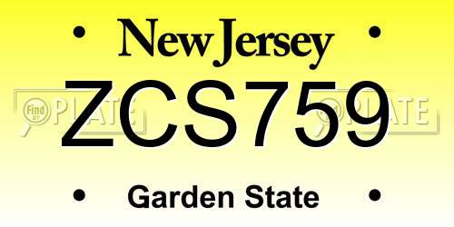 ZCS759 New Jersey License Plate