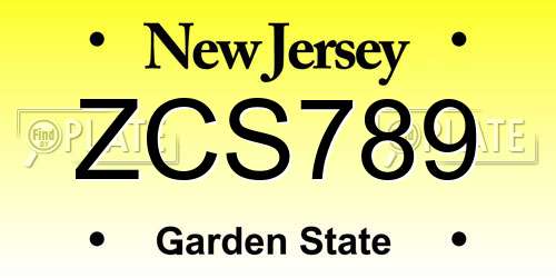 ZCS789 New Jersey License Plate