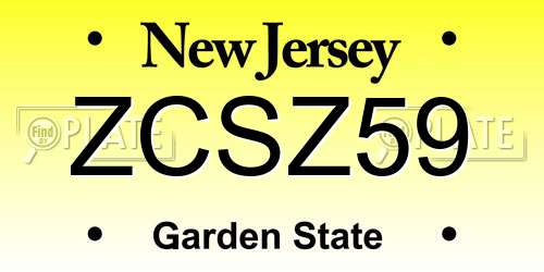 ZCSZ59 New Jersey License Plate