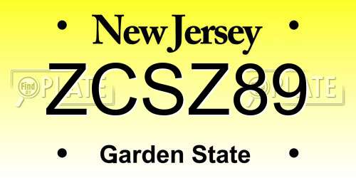 ZCSZ89 New Jersey License Plate