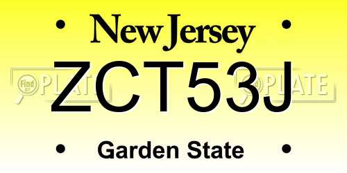 ZCT53J New Jersey License Plate